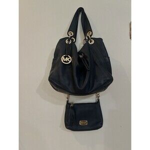 Bundle x Michael Kors Leather Tote Bag + Jet Set Crossbody Bag, NAVY BLUE